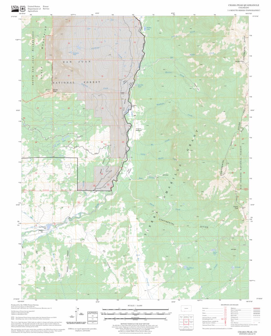 Chama Peak, CO FSTopo Legacy Map by US Forest Service - Topo | Avenza Maps