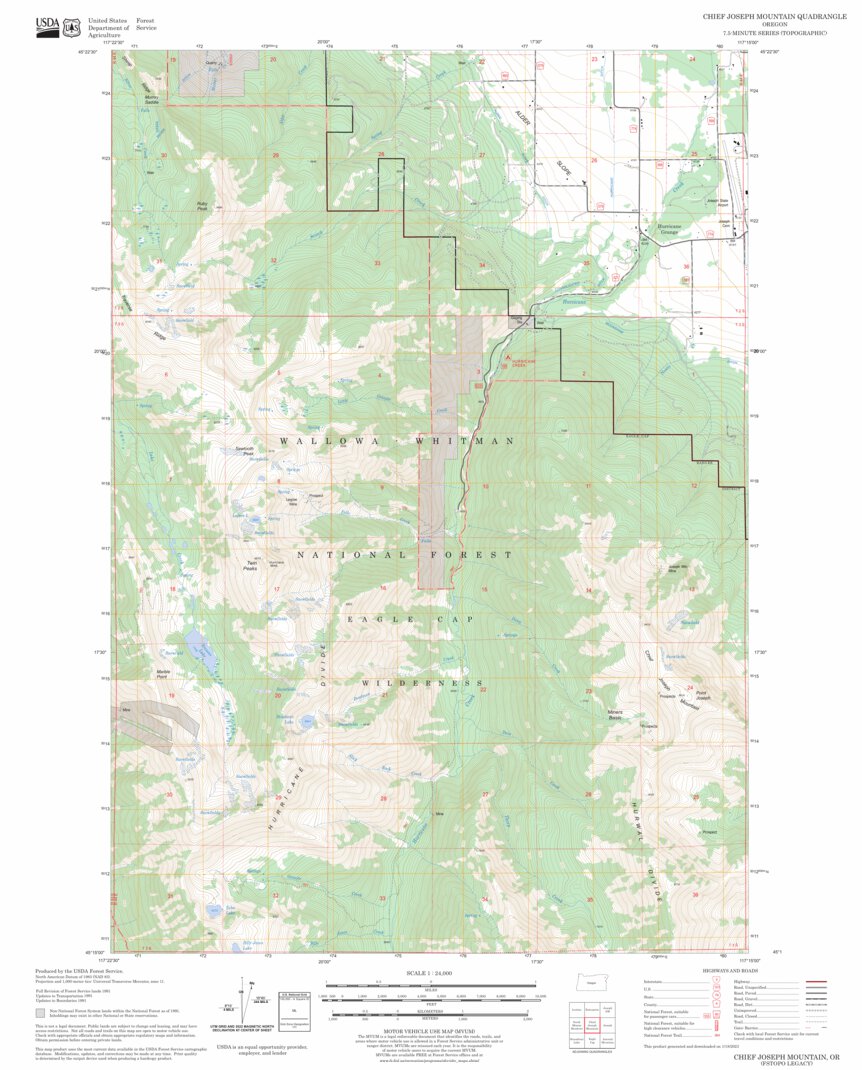 Chief Bro Map Chief Joseph Mountain, OR FSTopo Legacy Map by US Forest Service - Topo ...