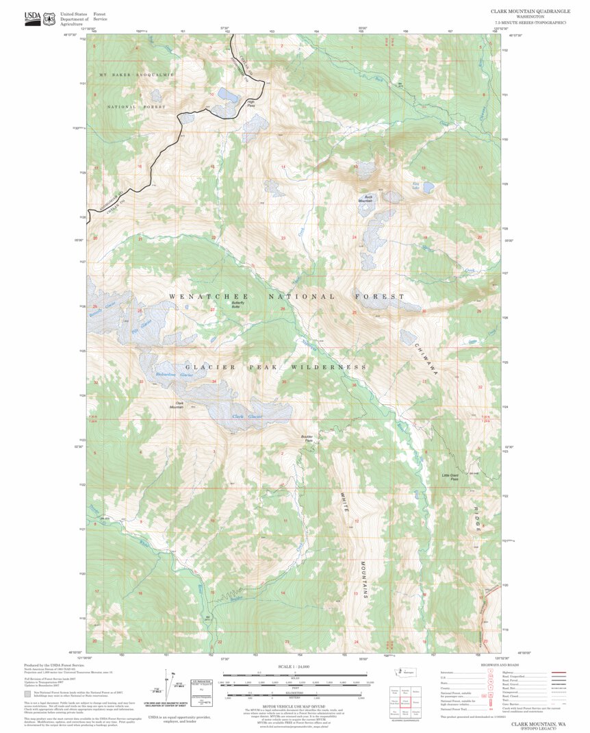 Clark Mountain, WA FSTopo Legacy Map by US Forest Service - Topo ...
