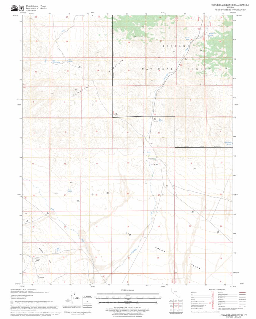 Cloverdale Ranch, NV FSTopo Legacy Map by US Forest Service - Topo ...