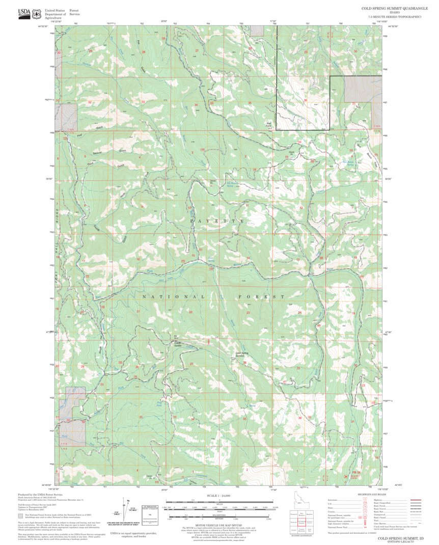 Cold Spring Summit, ID FSTopo Legacy Map by US Forest Service - Topo ...
