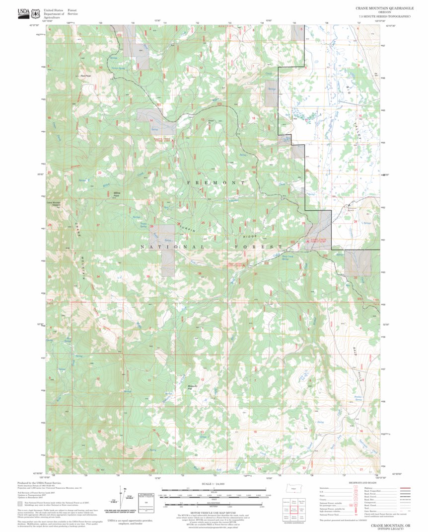 Crane Mountain, OR FSTopo Legacy Map by US Forest Service - Topo ...