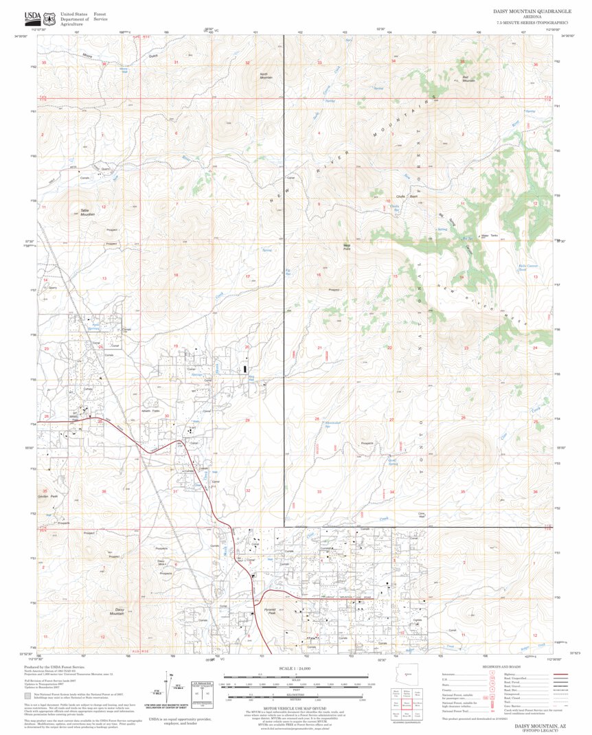 Daisy Mountain, AZ FSTopo Legacy Map by US Forest Service - Topo ...