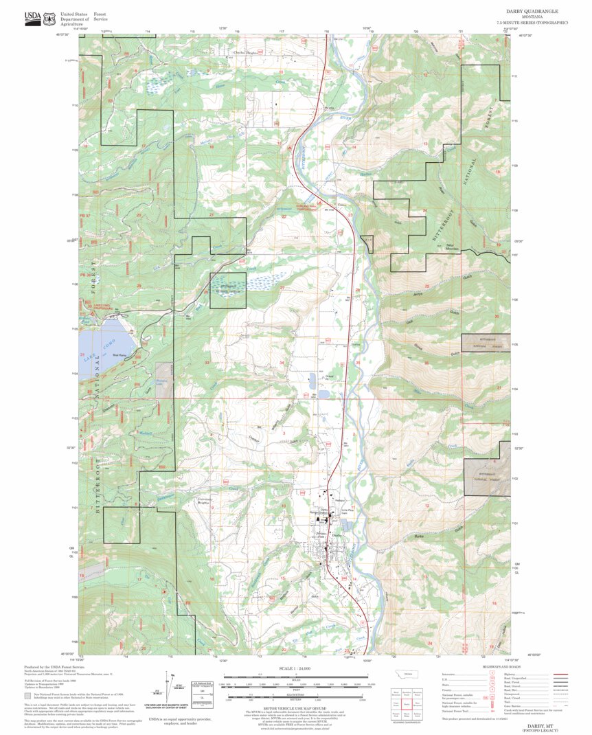 Darby, MT FSTopo Legacy Map by US Forest Service - Topo | Avenza Maps