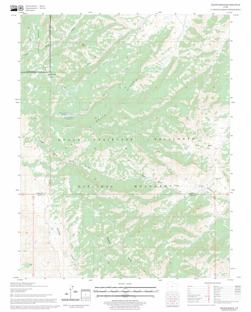 Death Ridge, UT FSTopo Legacy Map by US Forest Service - Topo | Avenza Maps