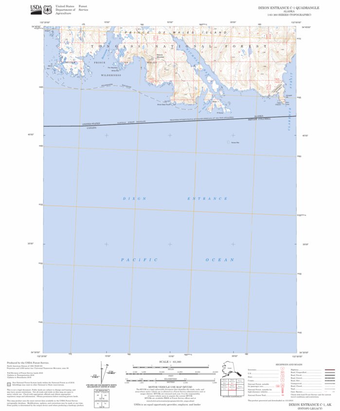 Dixon Entrance C-1, AK FSTopo Legacy Map by US Forest Service - Topo ...
