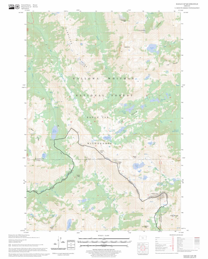 Eagle Cap, OR FSTopo Legacy Map by US Forest Service - Topo | Avenza Maps