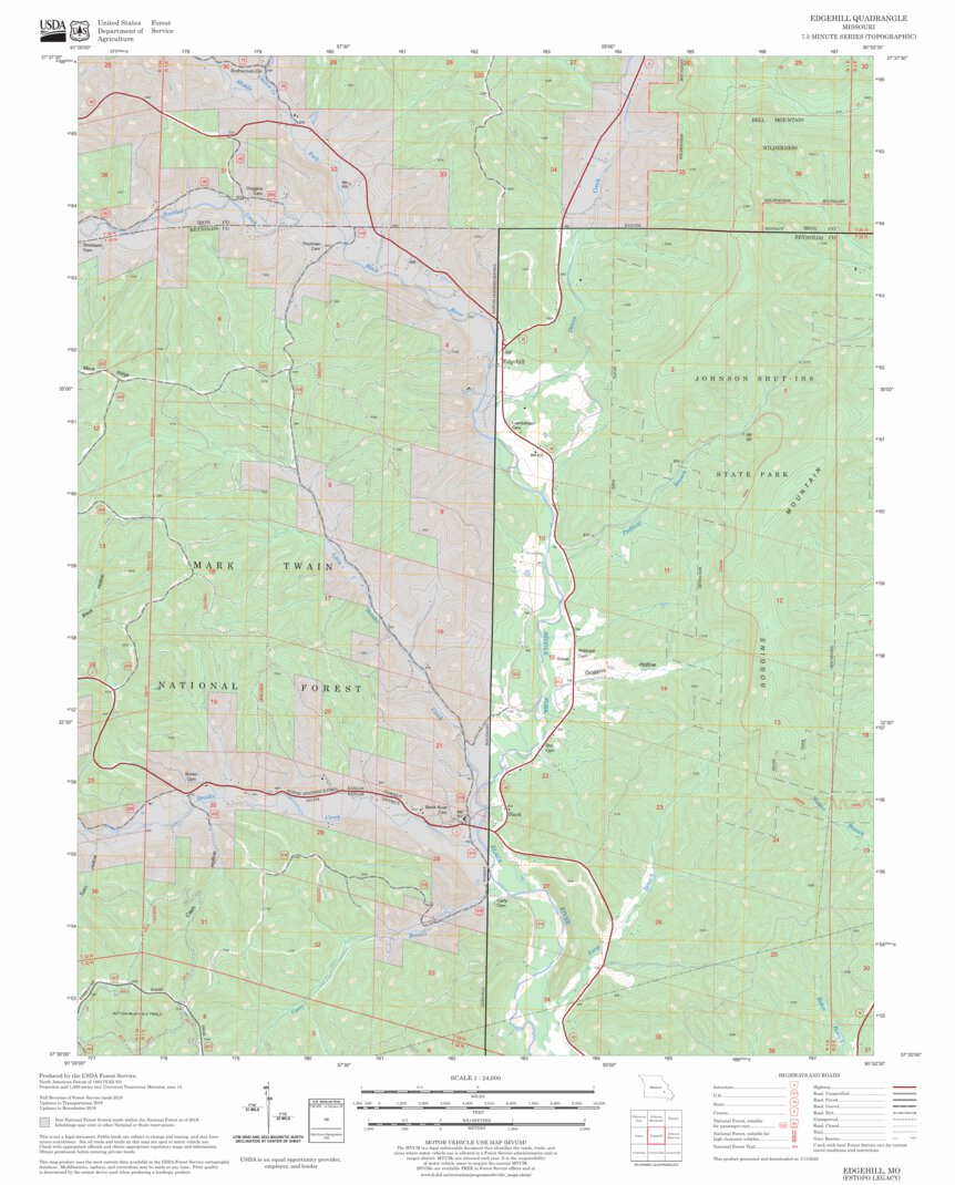 Edgehill, MO FSTopo Legacy Map by US Forest Service - Topo | Avenza Maps