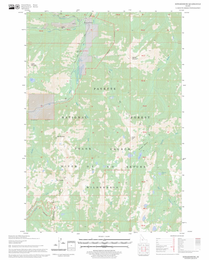 Edwardsburg, ID FSTopo Legacy Map by US Forest Service - Topo | Avenza Maps