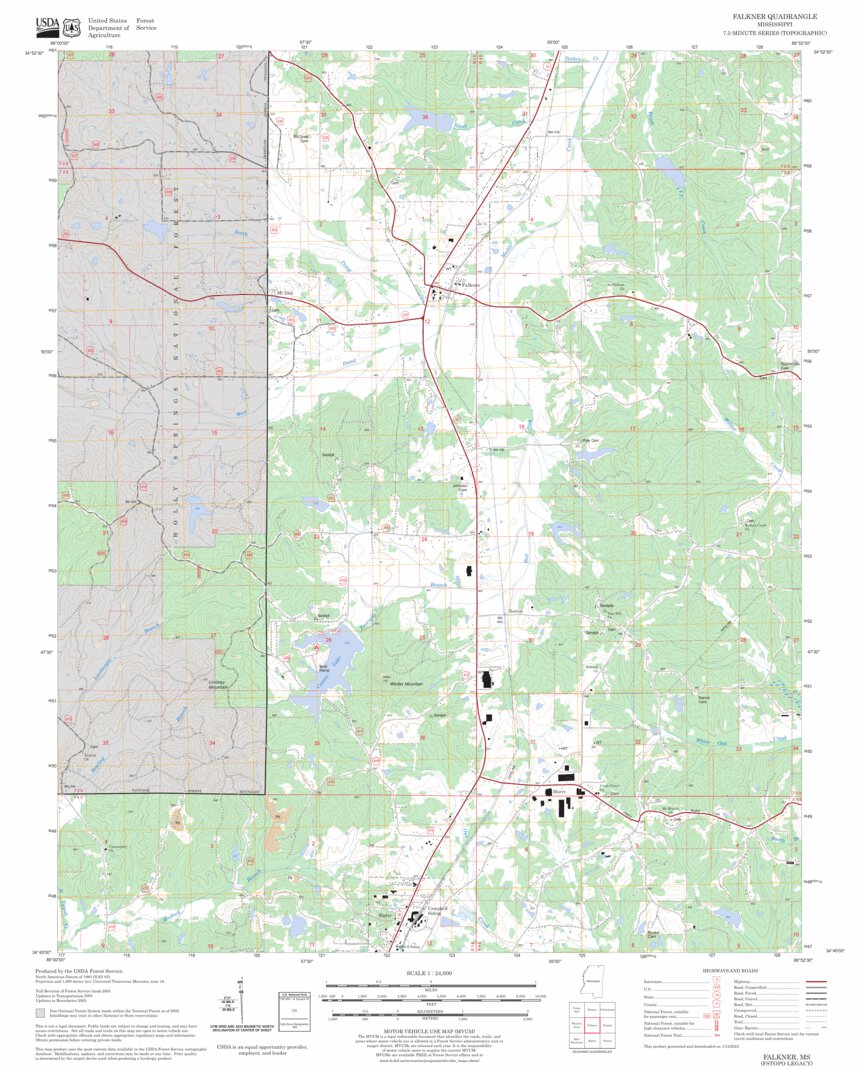 Falkner, MS FSTopo Legacy Map by US Forest Service Topo Avenza Maps