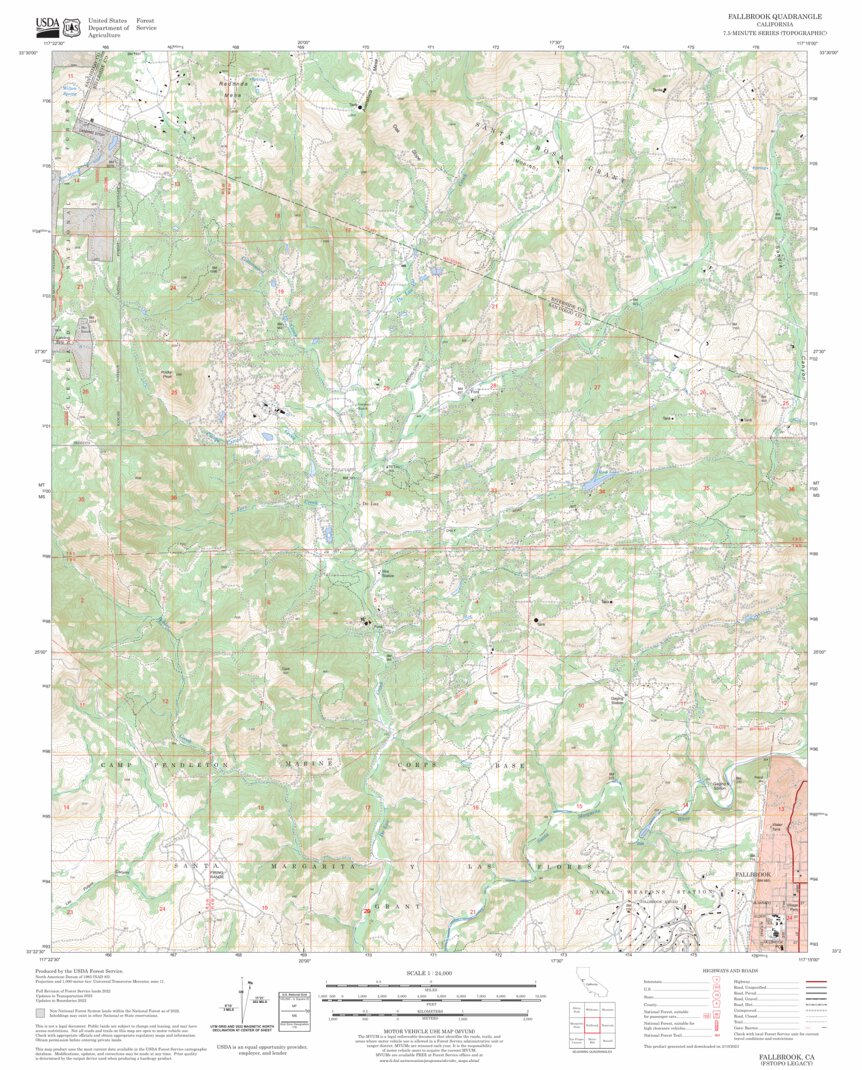 Fallbrook In Riverside County Map Fallbrook, CA FSTopo Legacy Map by US Forest Service - Topo | Avenza Maps