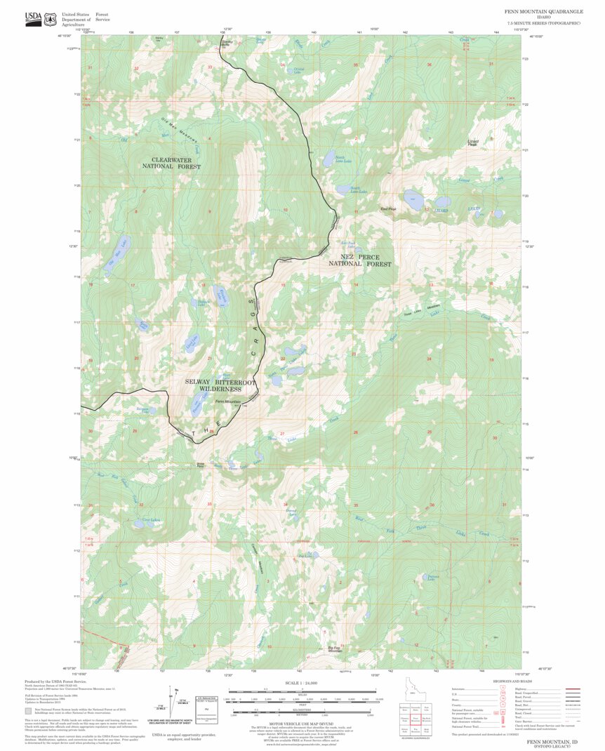 Fenn Mountain, ID FSTopo Legacy Map by US Forest Service - Topo ...