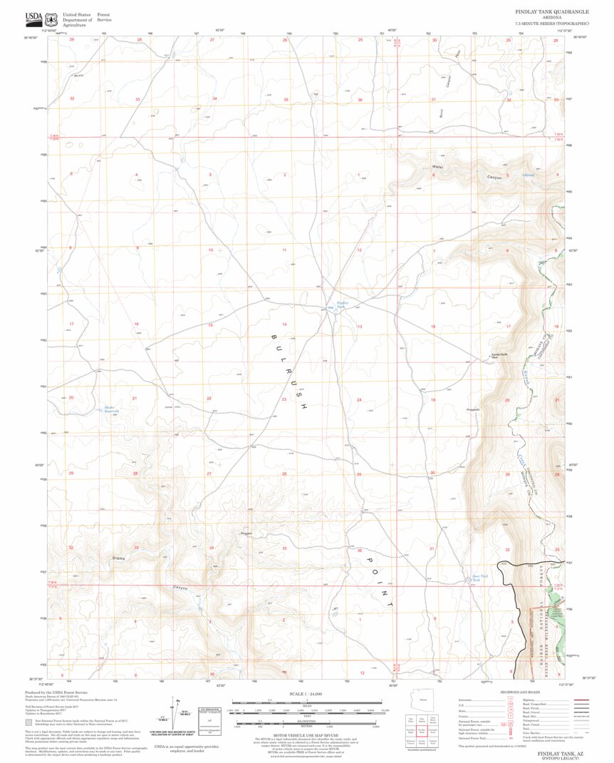 Findlay Tank, AZ FSTopo Legacy Map by US Forest Service - Topo | Avenza ...