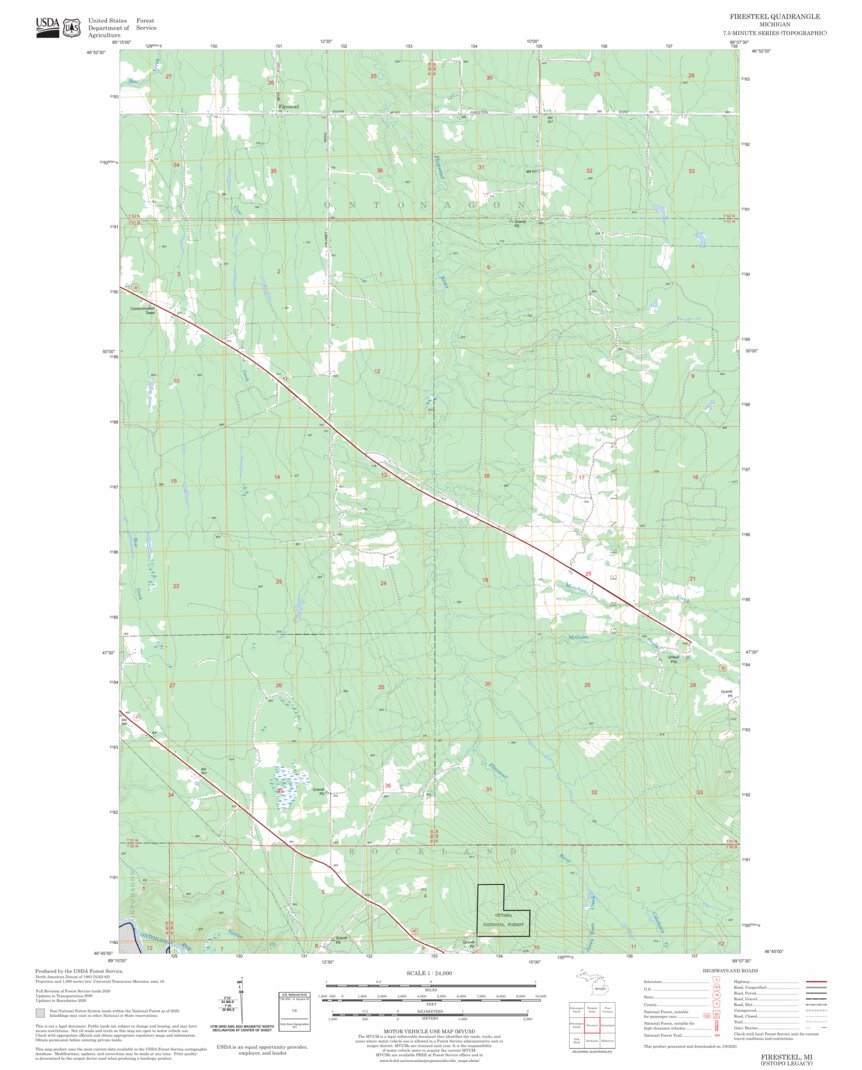 Firesteel, MI FSTopo Legacy Map by US Forest Service - Topo | Avenza Maps