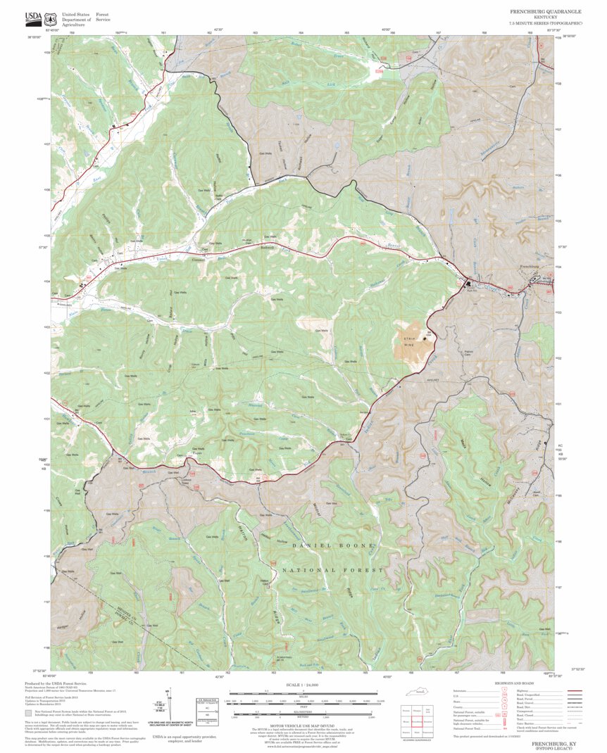 Frenchburg, KY FSTopo Legacy Map by US Forest Service Topo Avenza Maps