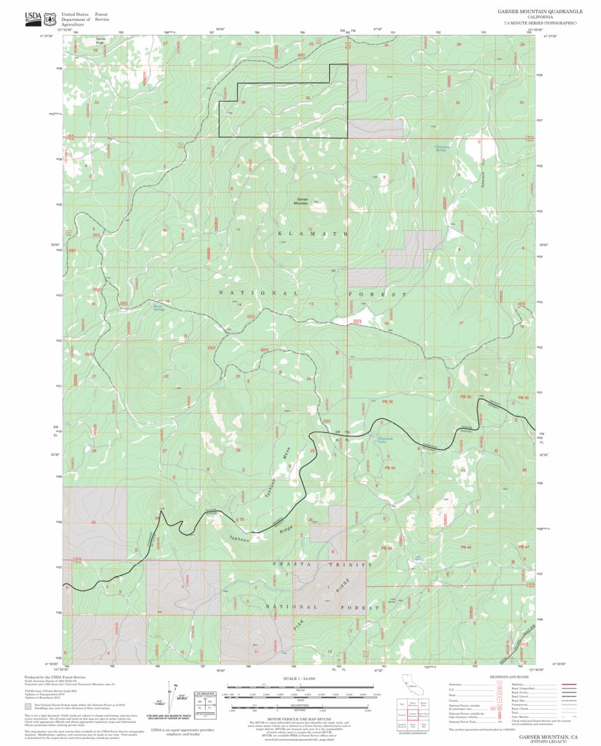 Garner Mountain, CA FSTopo Legacy Map by US Forest Service - Topo ...