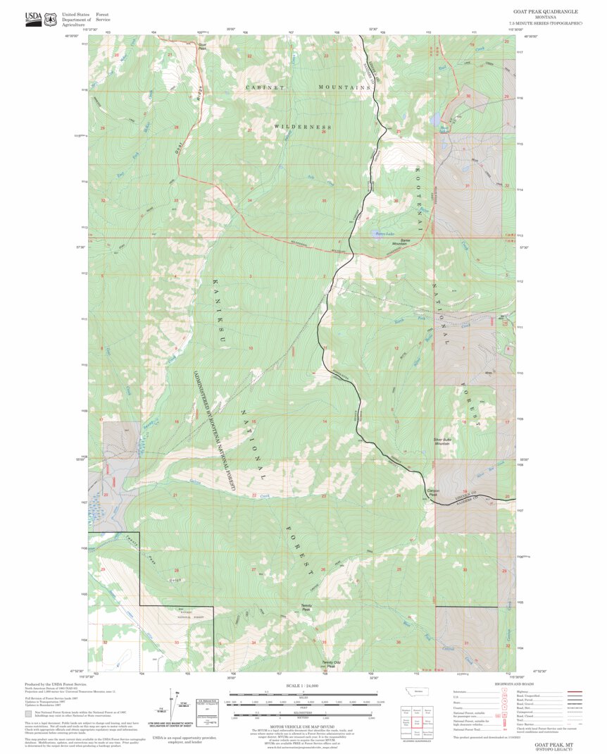 Goat Peak, MT FSTopo Legacy Map by US Forest Service - Topo | Avenza Maps