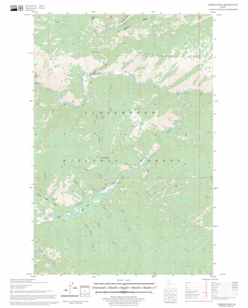 Gorman Hill, ID FSTopo Legacy Map by US Forest Service - Topo | Avenza Maps
