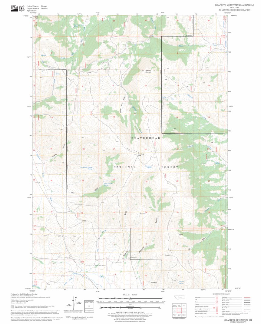 Graphite Mountain, MT FSTopo Legacy Map by US Forest Service - Topo ...