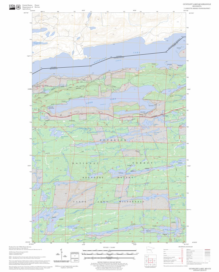 Gunflint Lake, MN FSTopo Legacy Map by US Forest Service - Topo ...