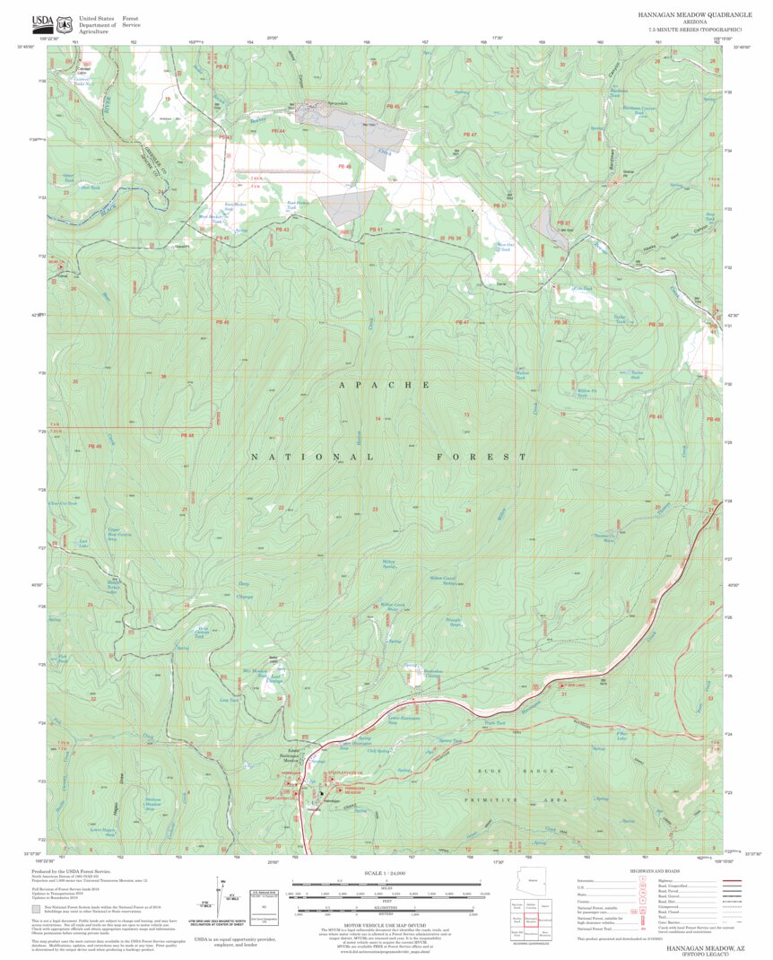 Hannagan Meadow, AZ FSTopo Legacy Map by US Forest Service - Topo ...