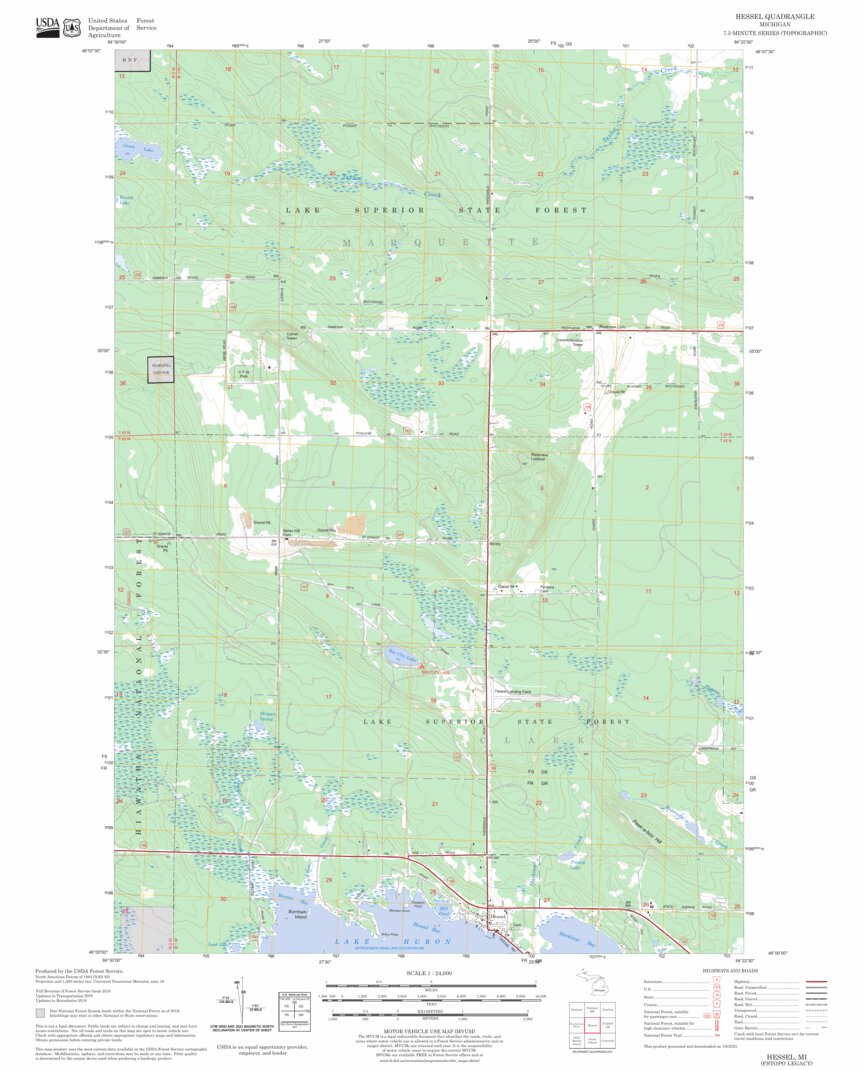 Hessel, MI FSTopo Legacy Map by US Forest Service - Topo | Avenza Maps