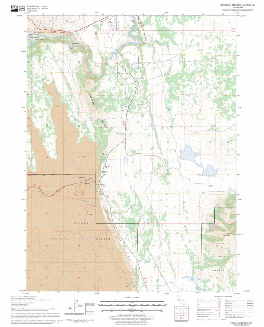 Hogback Ridge, CA FSTopo Legacy Map by US Forest Service - Topo ...