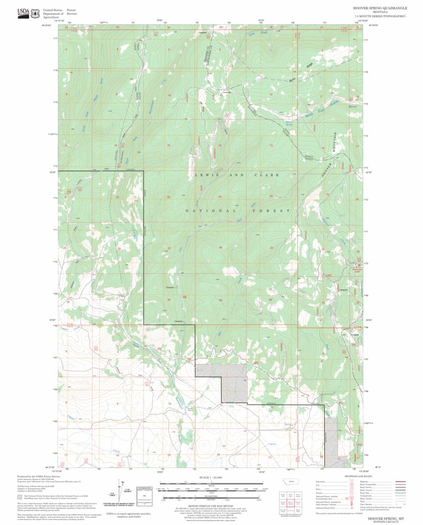 Hoover Spring, MT FSTopo Legacy Map by US Forest Service - Topo ...
