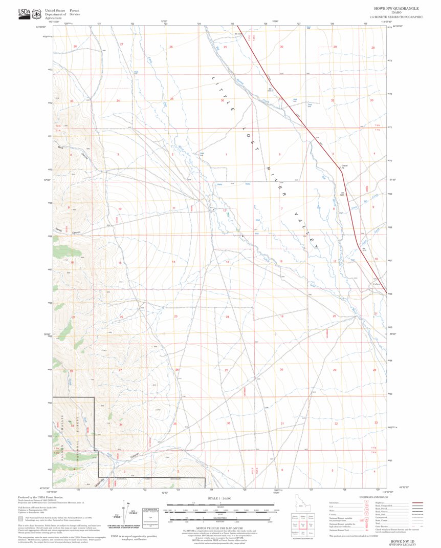 Howe NW, ID FSTopo Legacy Map by US Forest Service - Topo | Avenza Maps