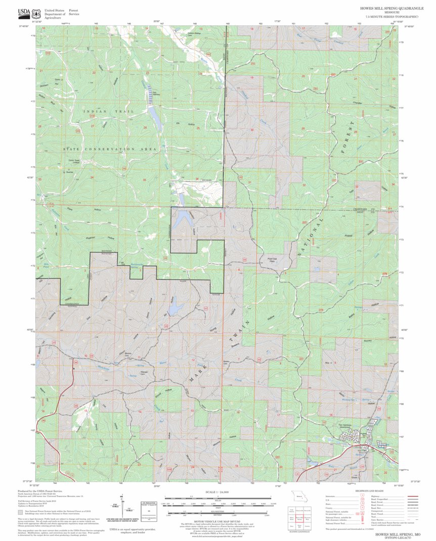 Howes Mill Spring, MO FSTopo Legacy Map by US Forest Service - Topo ...