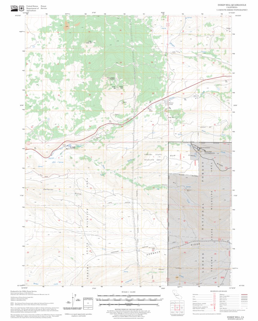 Inskip Hill, CA FSTopo Legacy Map by US Forest Service - Topo | Avenza Maps