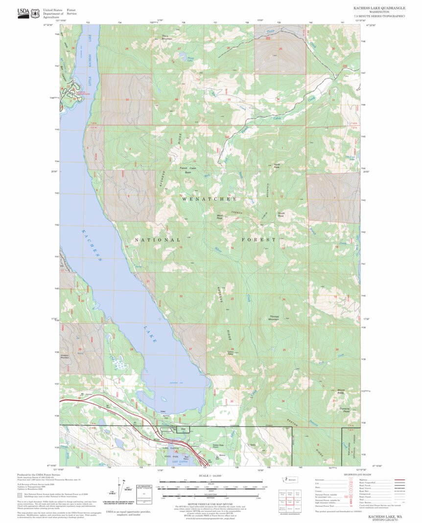 Kachess Lake, WA FSTopo Legacy Map by US Forest Service - Topo | Avenza ...