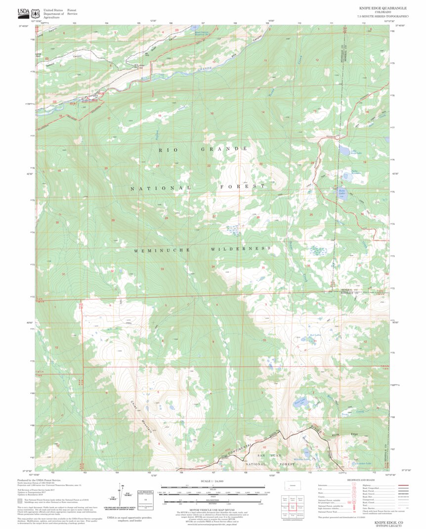 Knife Edge, CO FSTopo Legacy Map by US Forest Service - Topo | Avenza Maps