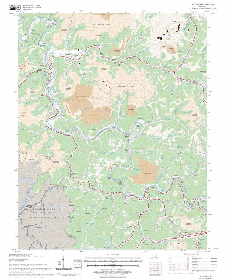 Krypton, KY FSTopo Legacy Map by US Forest Service - Topo | Avenza Maps