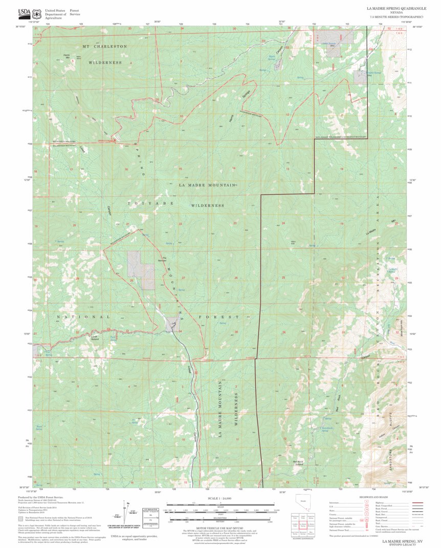 La Madre Spring, NV FSTopo Legacy Map by US Forest Service - Topo ...