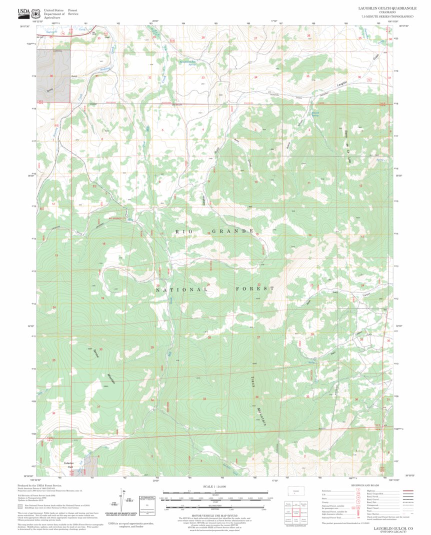 Laughlin Gulch, CO FSTopo Legacy Map by US Forest Service - Topo ...