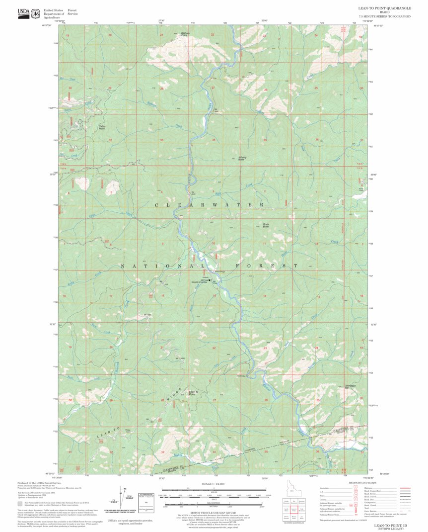 Lean-to Point, ID FSTopo Legacy Map by US Forest Service - Topo ...