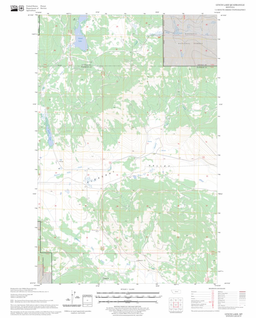 Lych Map Lynch Lake, MT FSTopo Legacy Map by US Forest Service - Topo | Avenza Maps