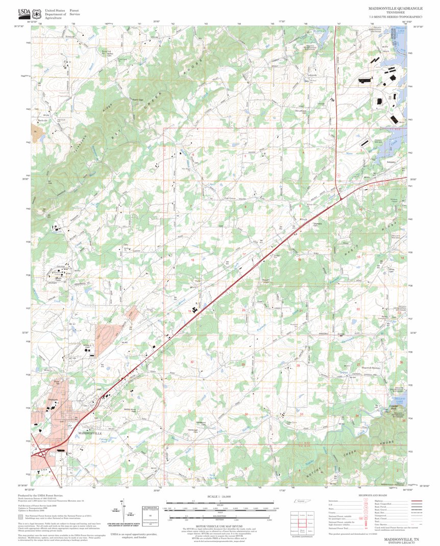 Madisonville, TN FSTopo Legacy Map by US Forest Service - Topo | Avenza ...