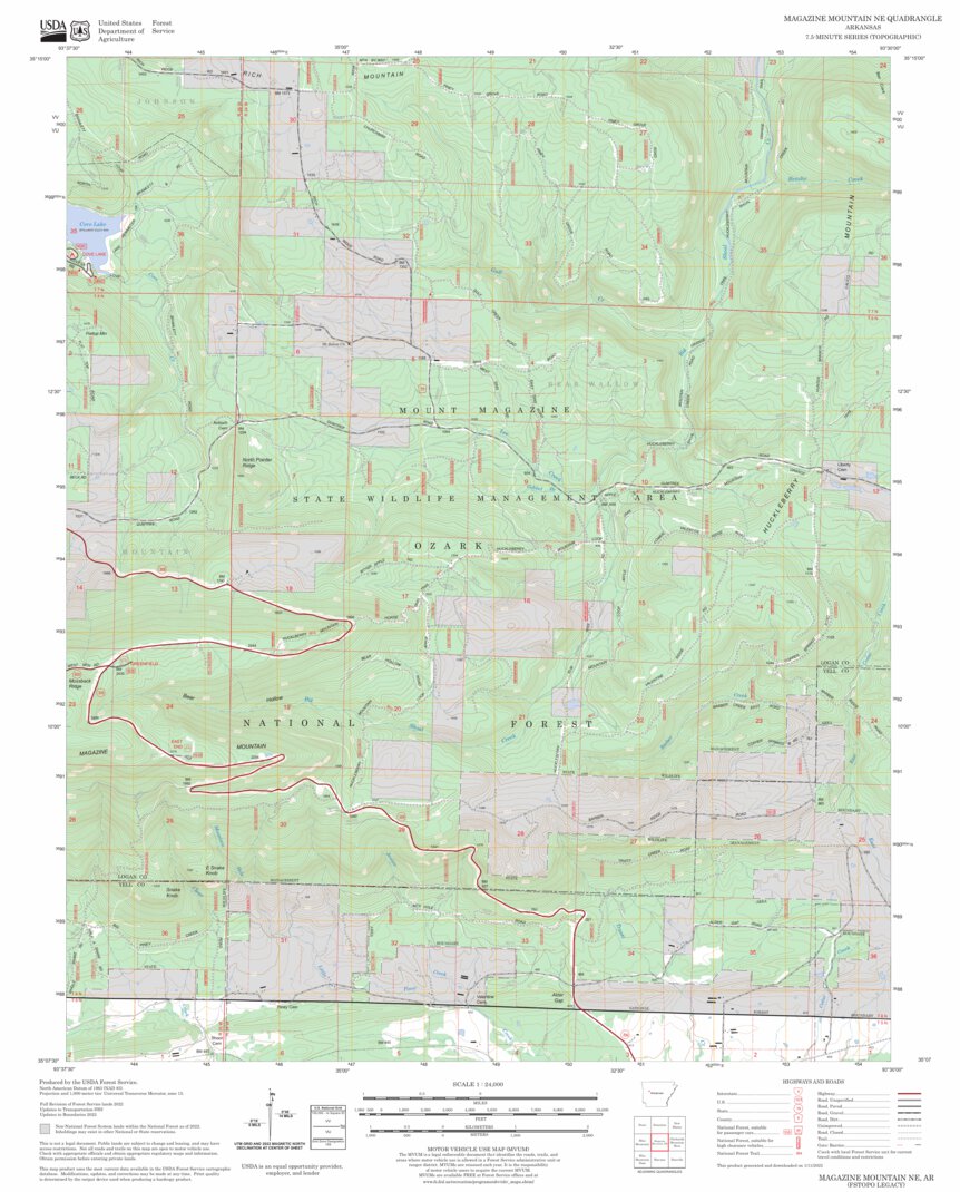 Magazine Mountain NE, AR FSTopo Legacy Map by US Forest Service - Topo ...