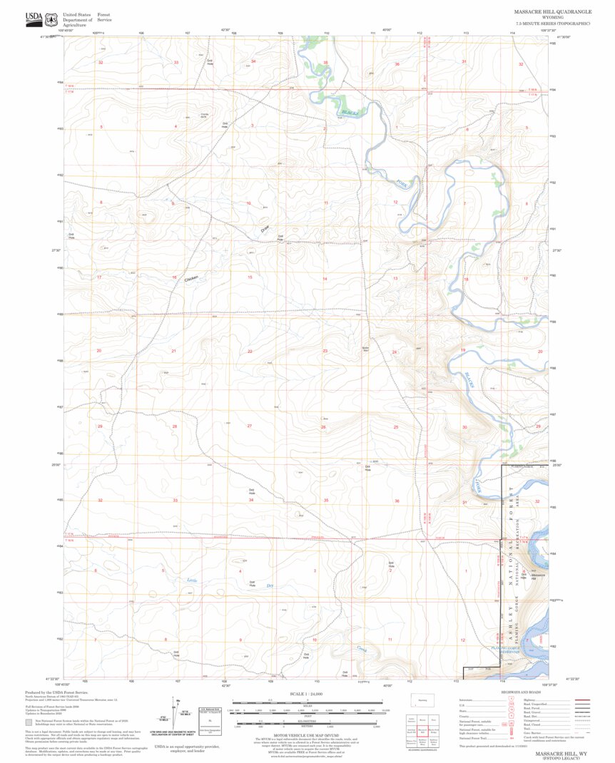 Massacre Hill, WY FSTopo Legacy Map by US Forest Service - Topo ...