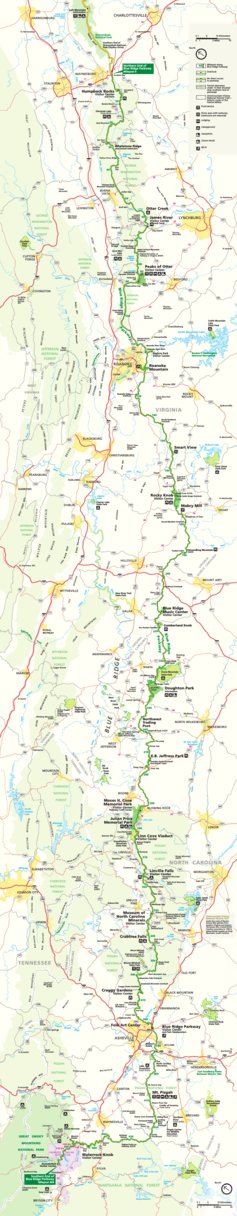 US National Park Service Blue Ridge Parkway digital map
