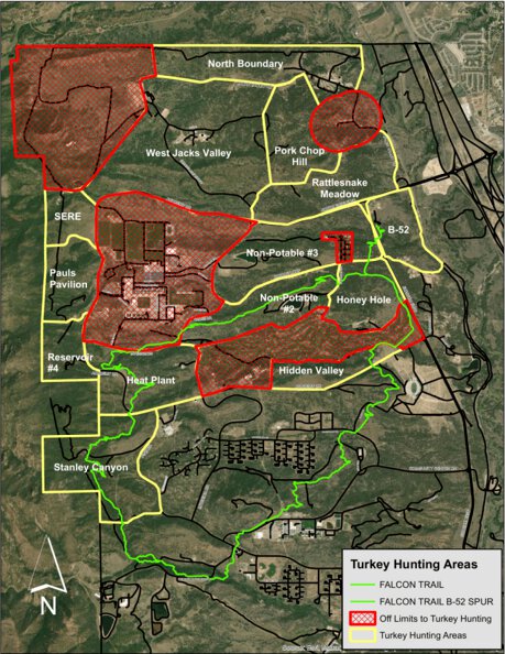 Archery Turkey Hunting Areas with Falcon Trail Map by USAFA/USFWS ...