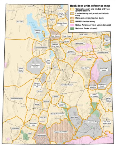 Utah Division of Wildlife Resources Utah 2024 Buck Deer Reference Map digital map