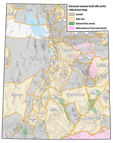 Utah 2025 General Season Bull Elk Reference Map Preview 1