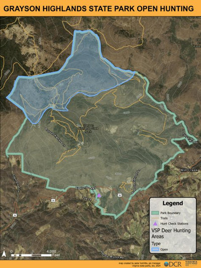 Grayson Highlands State Park - Open Hunt Map Preview 1