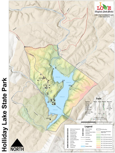 Virginia State Parks Holliday Lake State Park digital map