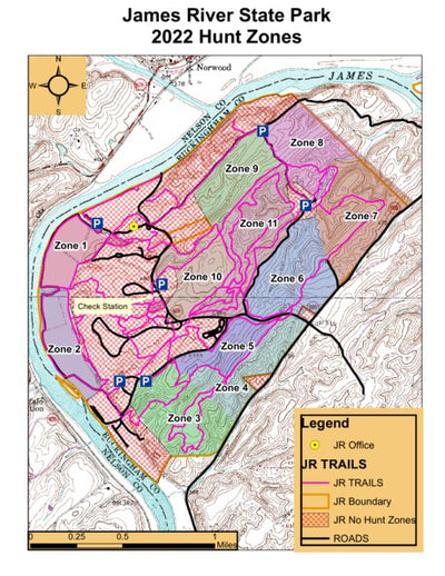 Virginia State Parks James River State Park - Hunt Map digital map