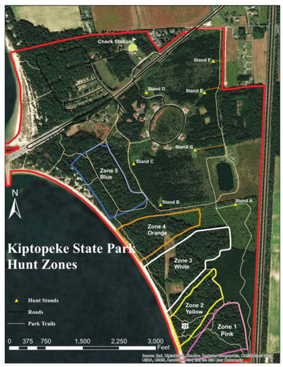Virginia State Parks Kiptopeke State Park - Hunt Zones digital map