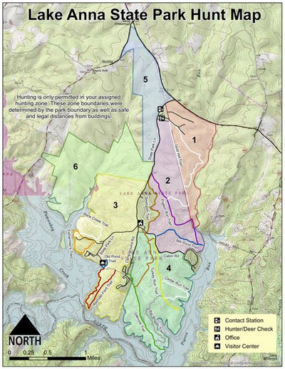 Virginia State Parks Lake Anna State Park - Hunt Zones digital map
